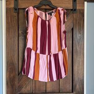 Lane‎ Bryant Striped Peplum Blouse Size 20 - Pink, Orange, Maroon Sleeveless Top